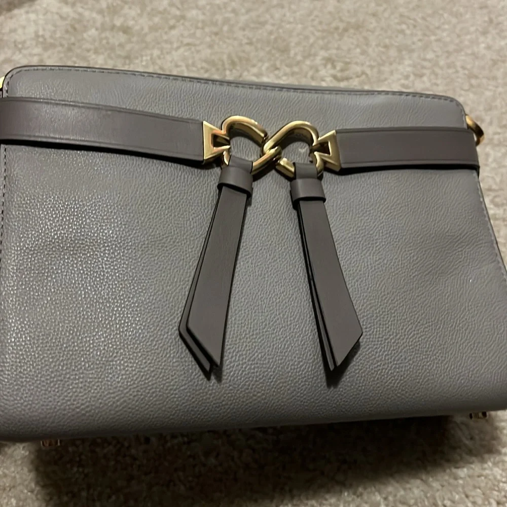 kate spade Pebbled Leather Crossbody in Light Gray with Gold Hardware